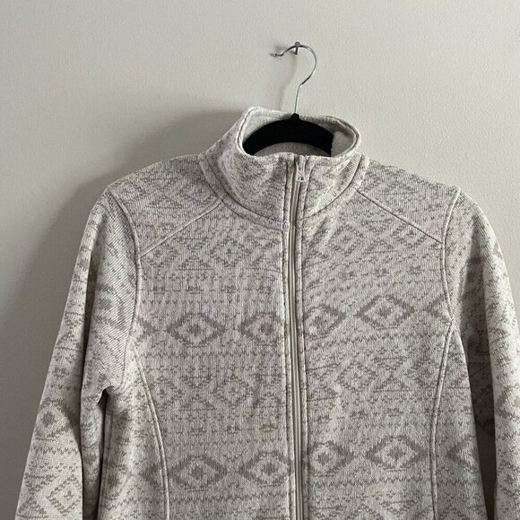 Eddie Bauer Women Sz M Ivory/Tan Aztec Print Full Zip Pocketed Jacket - Picture 3 of 8